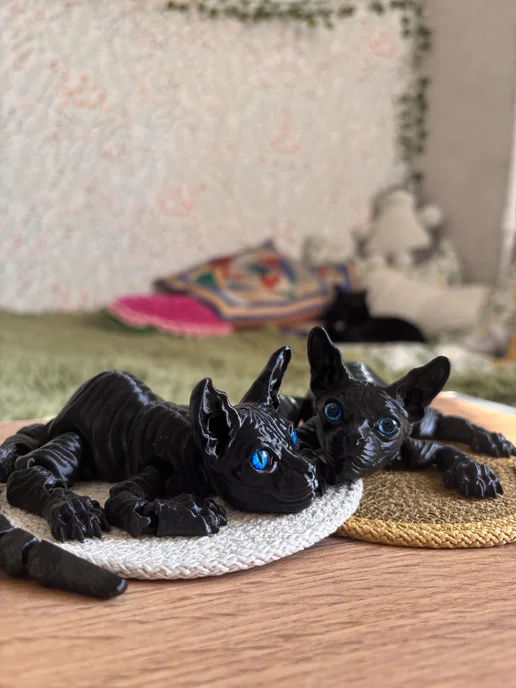 Кот Сфинкс игрушка-антистресс подвижный, черный, фото 3