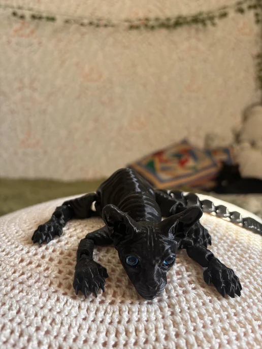Кот Сфинкс игрушка-антистресс подвижный, черный, фото 4