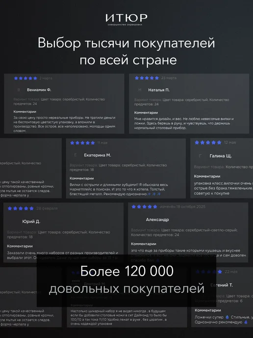 ИТЮР Набор Столовые ложки 6 штук, серый, в упаковке 240 г, фото 6