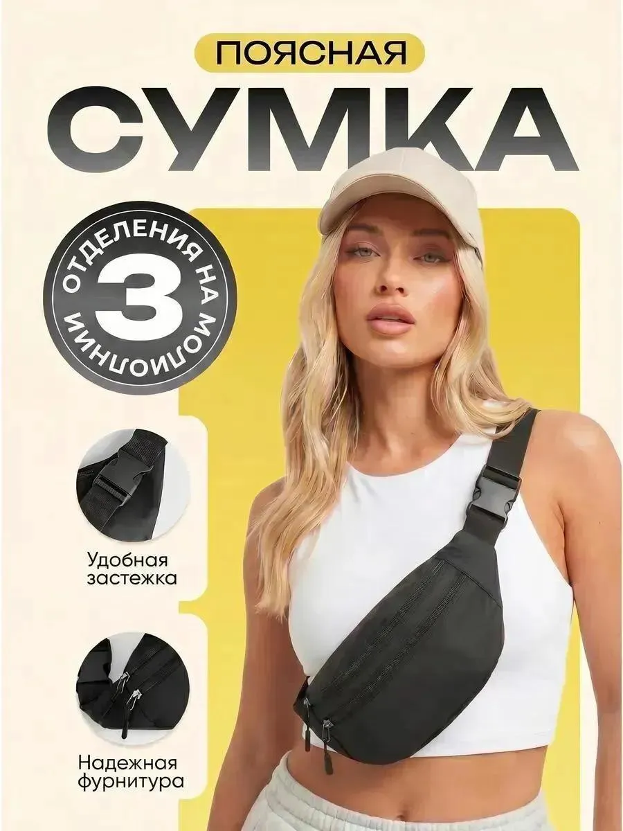Сумка на пояс бананка через плечо