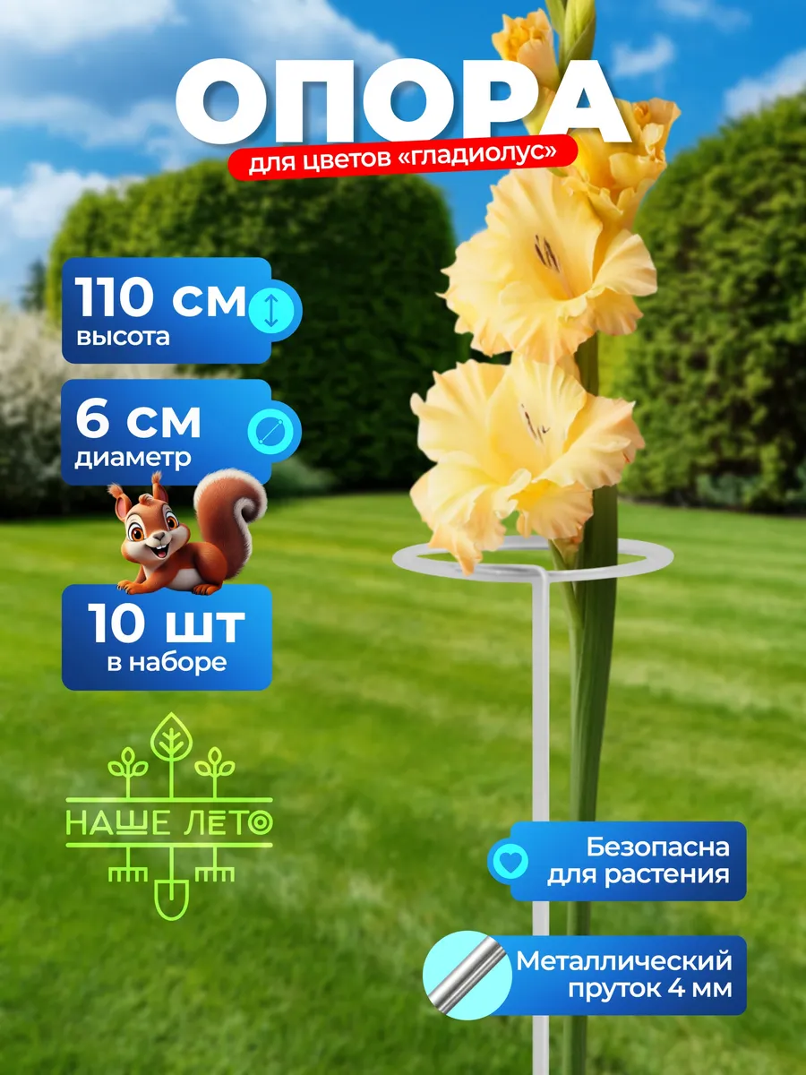 Опора для Гладиолусов оцинкованная 4мм d-6см, h-1,1м (10 шт)