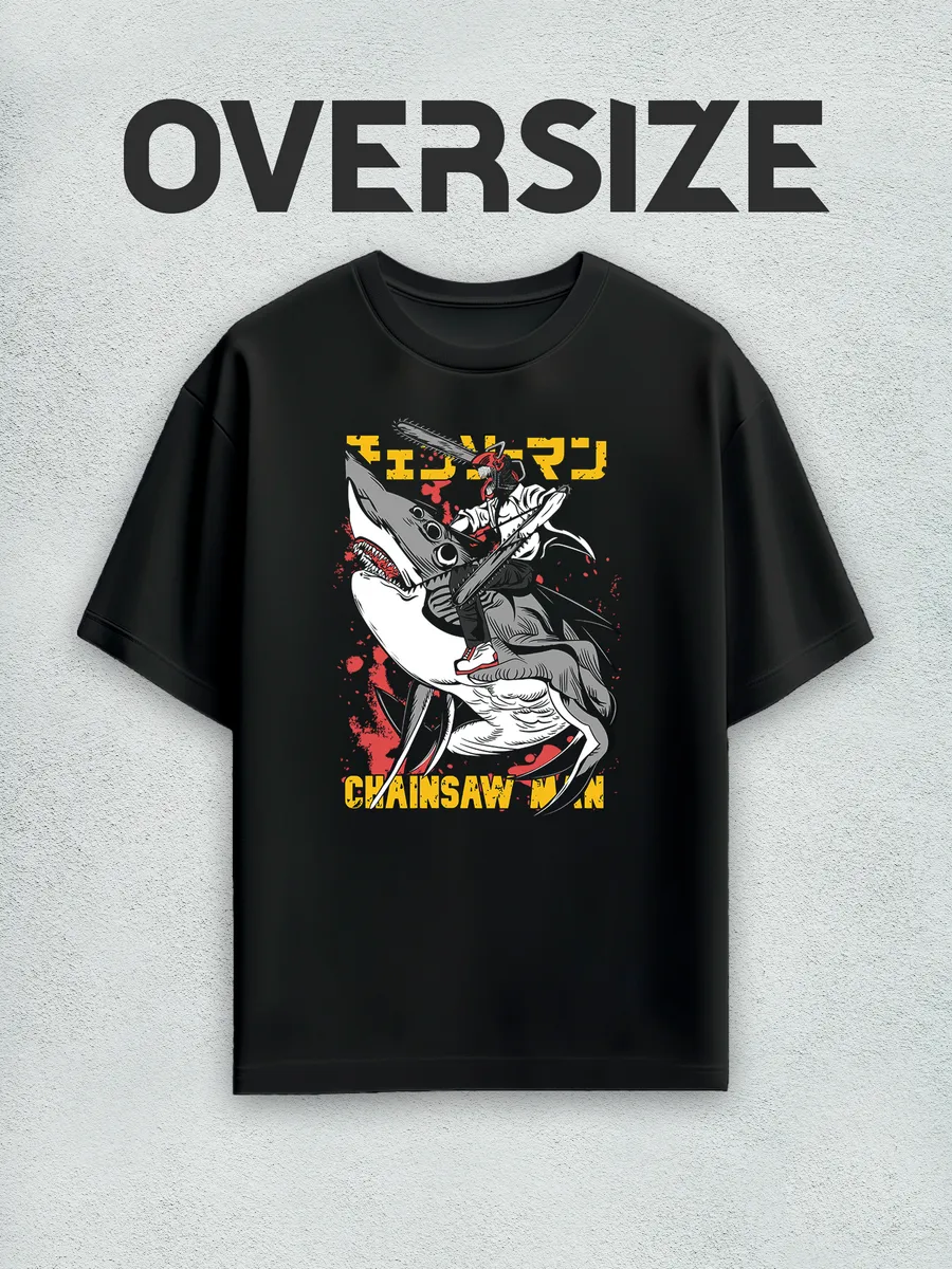 Футболка оверсайз аниме Человек-бензопила