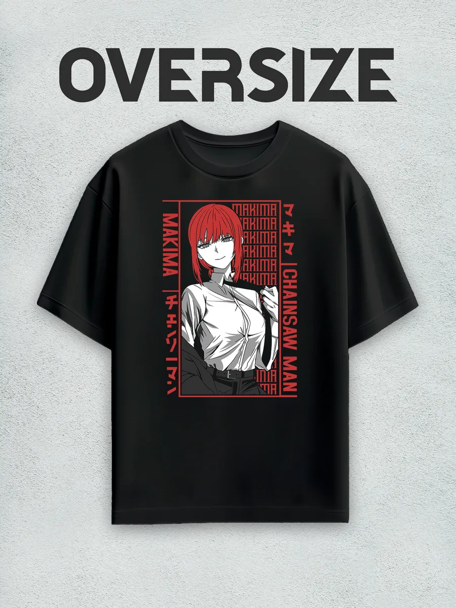 Футболка оверсайз аниме Человек-бензопила Макима
