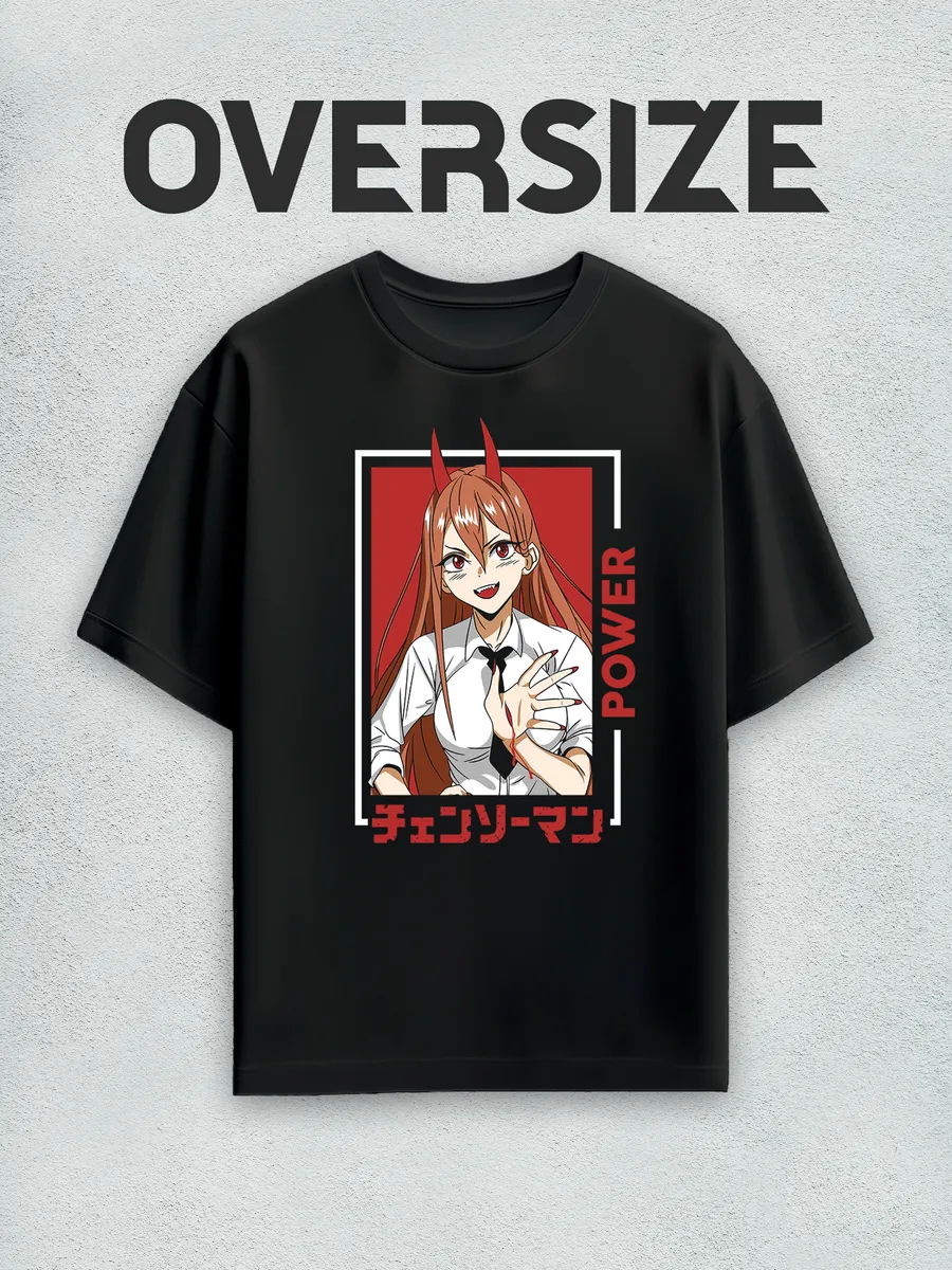 Футболка оверсайз аниме Человек-бензопила Пауэр
