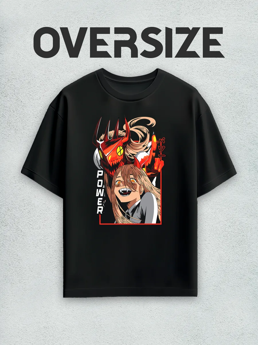 Футболка оверсайз аниме Человек-бензопила Пауэр