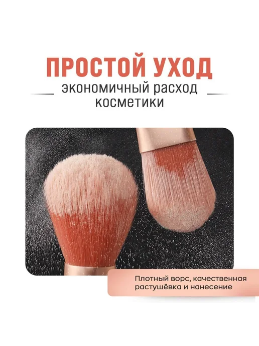Набор кистей для макияжа для сухих текстур Розовый, розовый, фото 4