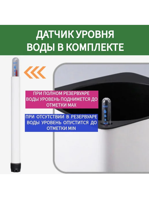 Горшок для цветов с автополивом 1 л квадратный Белый, 1 л, фото 2