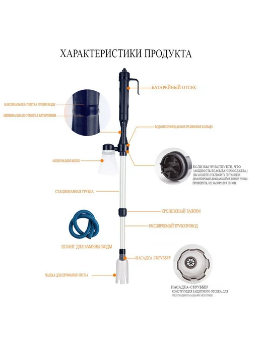 Многофункциональный инструмент для очистки рыбного бака, вариант, фото 8