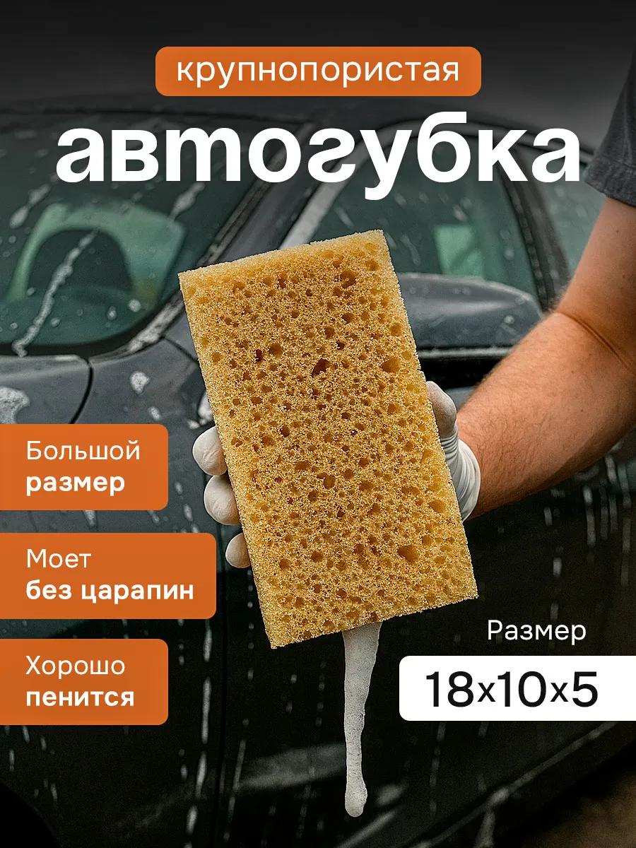 Губка для мытья машины крупнопористая большая