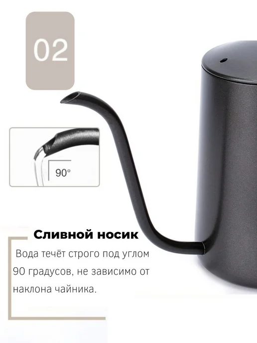 ЧАЙЧАЙ Кофейник 600 мл из нерж стали с крышкой черный, 600 мл, фото 8