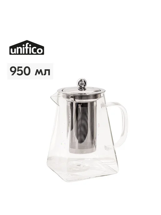 Чайник заварочный стеклянный, 950 мл, 950 мл