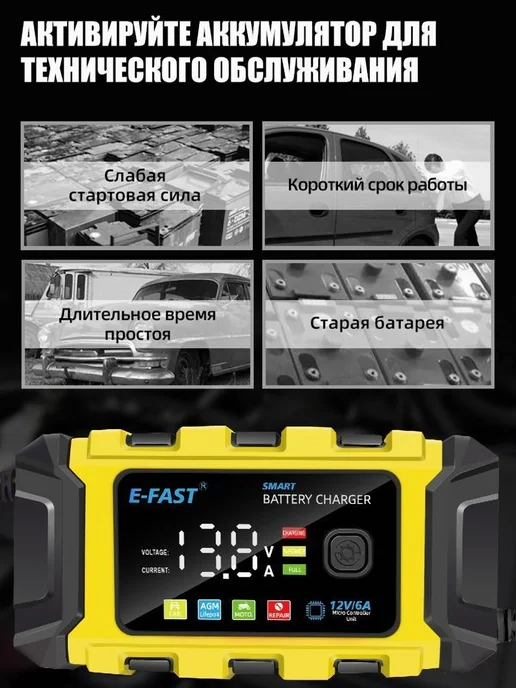 E-FAST Зарядное устройство 12В с восстановлением 10Ah-100Ah, вариант, фото 2