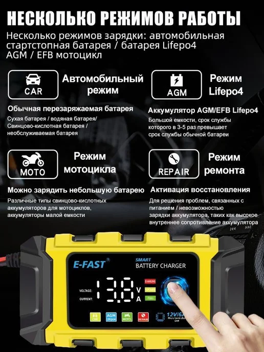 E-FAST Зарядное устройство 12В с восстановлением 10Ah-100Ah, вариант, фото 5