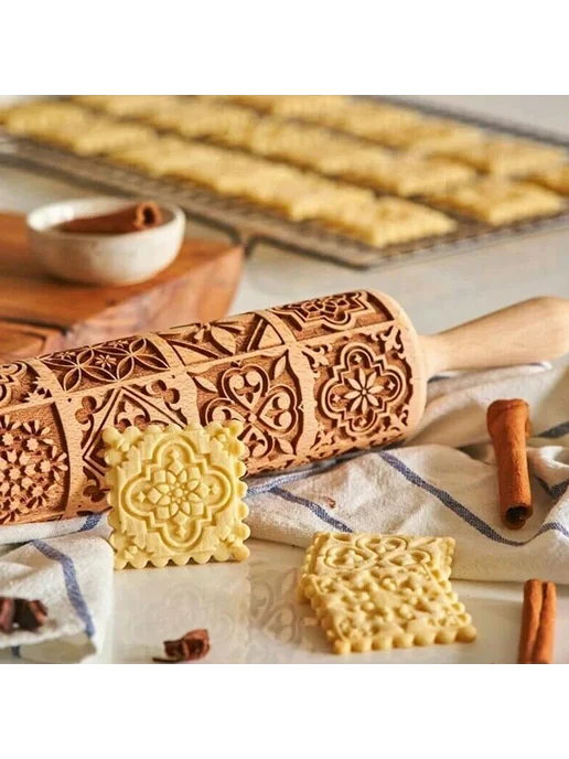 Скалка с узором Коричневая, коричневый, фото 4