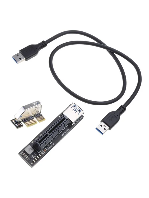 Адаптер PCI-E USB SATA переходник X1 в X4 охлажден Черный, черный
