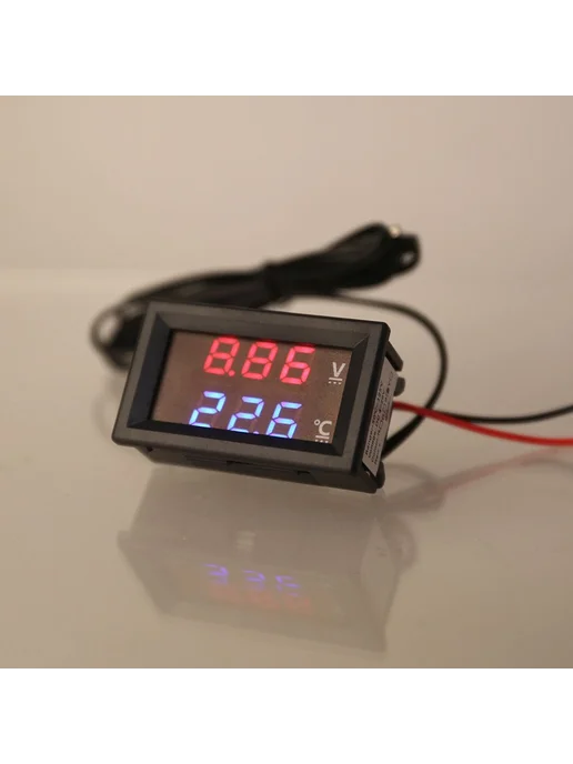 Автомобильный вольтметр 12V 24V LED дисплей температ Черный, черный, фото 3