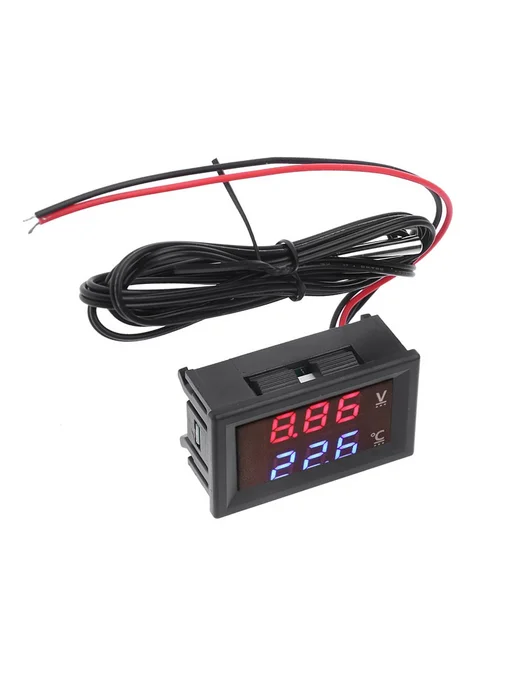 Автомобильный вольтметр 12V 24V LED дисплей температ Черный, черный, фото 4