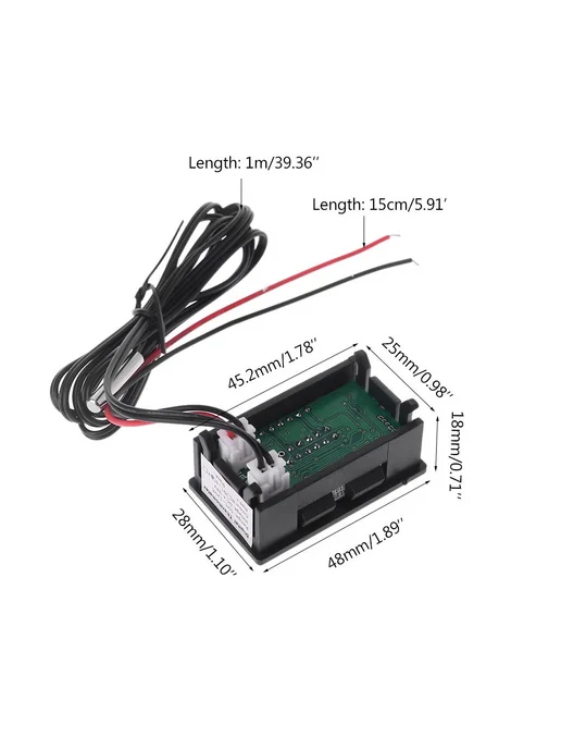Автомобильный вольтметр 12V 24V LED дисплей температ Черный, черный, фото 7