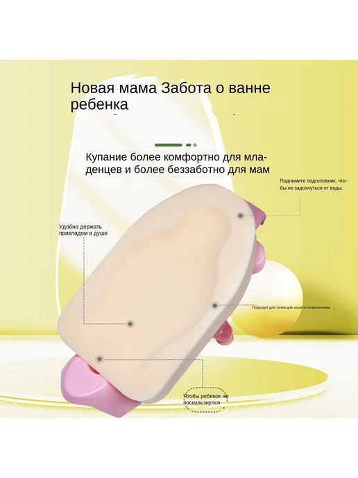 Вкладыш-губка для купания малыша Кремовый, вариант, фото 8