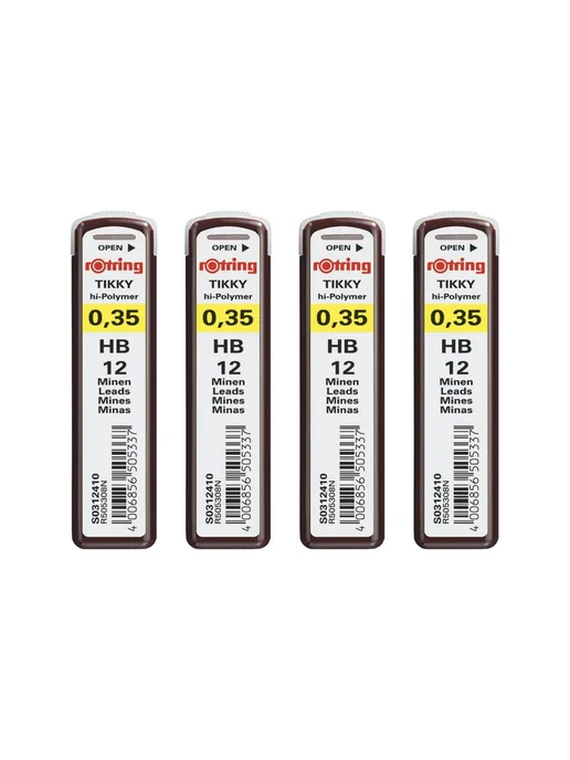 Rotring Грифель 0 35 мм твердость HB (Твердо-мягкий) 4 шт, 4 шт