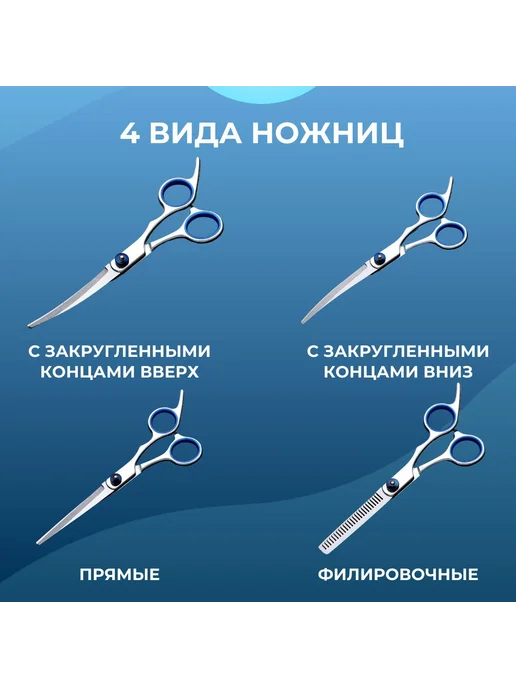 Ножницы для груминга собак и кошек Max-Intro Серебристый, серебристый, фото 5