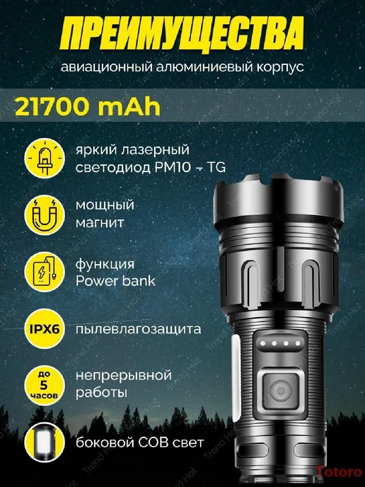 Мощный подводный фонарь с 7 режимами Черный, черный, фото 4