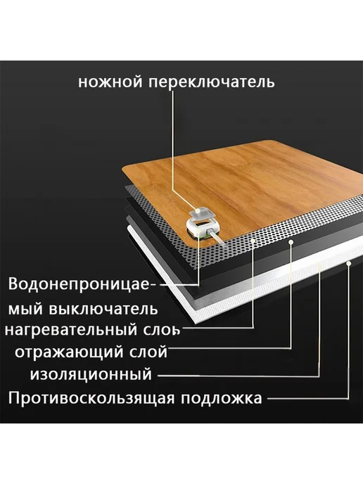 Коврик с подогревом напольный для дома и о Темно-коричневый, коричневый, фото 6