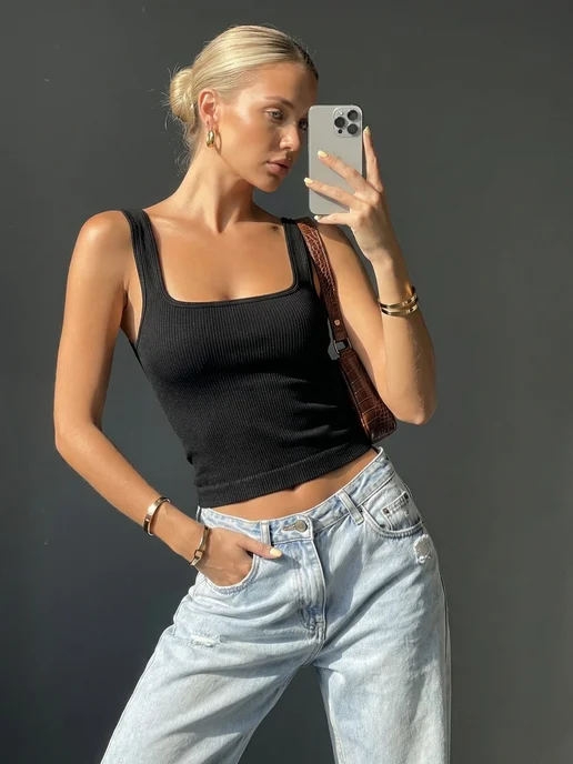 KODALIFE Топ майка под пиджак с открытой спиной на бретелях, черный, фото 5