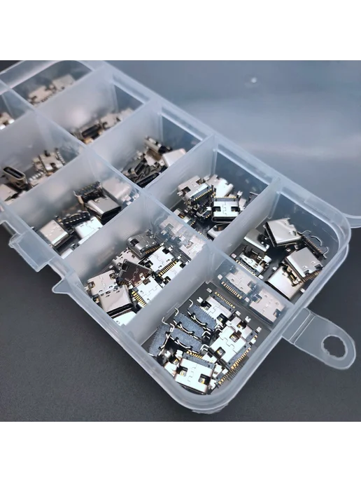 Разъемы USB Type-C для зарядки 100 шт 10 моделей 6 16Pin, 100 шт, фото 6