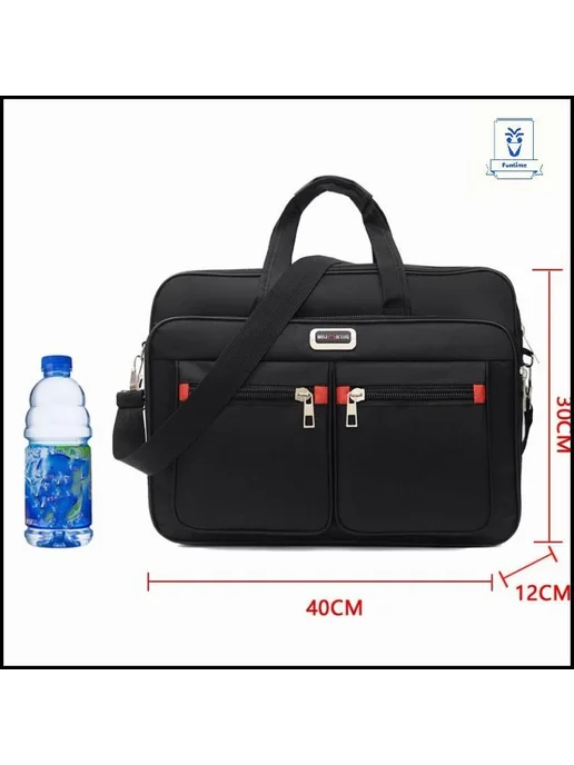 Мужской классический портфель из ткани оксфорд, 40x30x12 см, фото 3