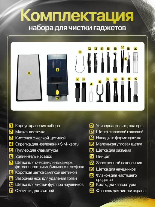 TOVVA Набор для чистки гаджетов и телефонов 20 в 1, 22 в, фото 2