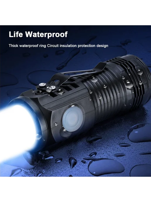 Подводный фонарь компактный USB зарядка 300LM IP6 Черный, черный, фото 2