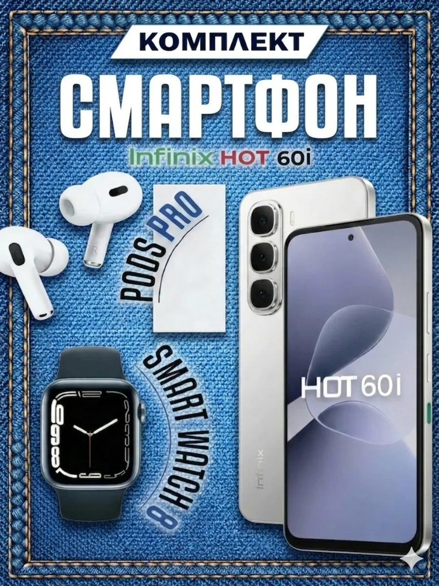 Смартфон Hot60i 8 128 + Смарт-часы + Наушники Infinix 406929634 купить за 18 470 ₽ в интернет‑магазине Wildberries