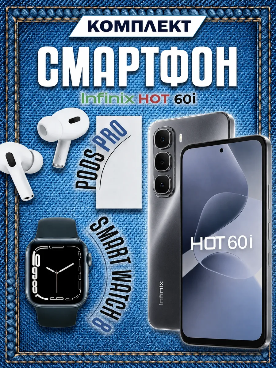 Смартфон Hot 60i 8 256 + Смарт-часы + Наушники Infinix 406944469 купить за 44 000 ₽ в интернет‑магазине Wildberries
