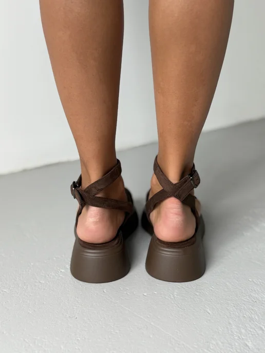 SHUGO collection Босоножки на платформе замшевые, коричневый, фото 8