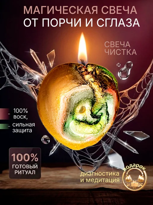 Магические свечи Магическая свеча От порчи и сглаза, черный