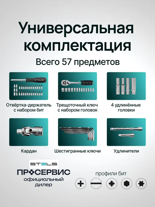 STELS Набор инструментов для автомобиля и дома в кейсе, 14101, черный, фото 2
