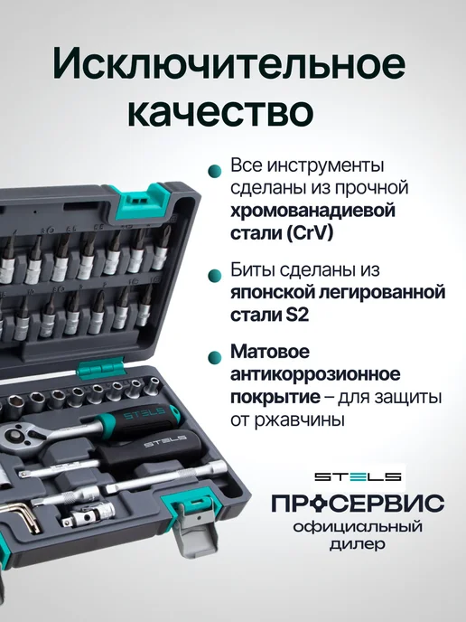 STELS Набор инструментов для автомобиля и дома в кейсе, 14101, черный, фото 3