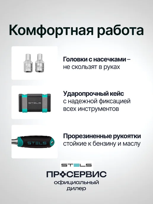 STELS Набор инструментов для автомобиля и дома в кейсе, 14101, черный, фото 5