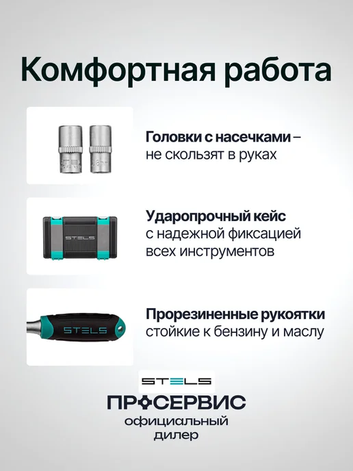 STELS Набор инструментов для автомобиля 82 предмета в кейсе 14105, черный, фото 5