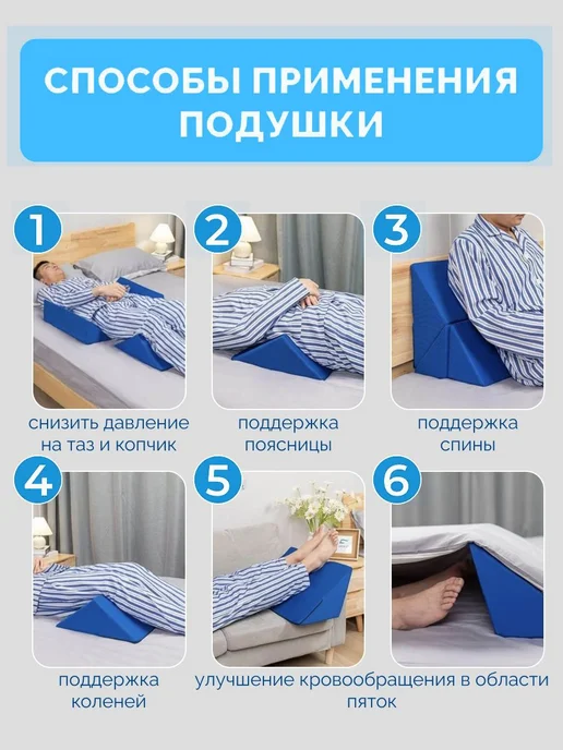 Подушка-призма противопролежневая Синий, синий, фото 5