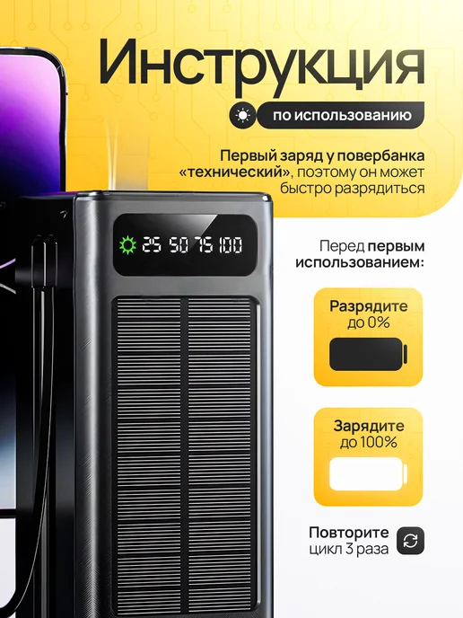Повербанк 50000 mah быстрая зарядка 22.5 W, 50000 мАч, 22,5 Вт, фото 5