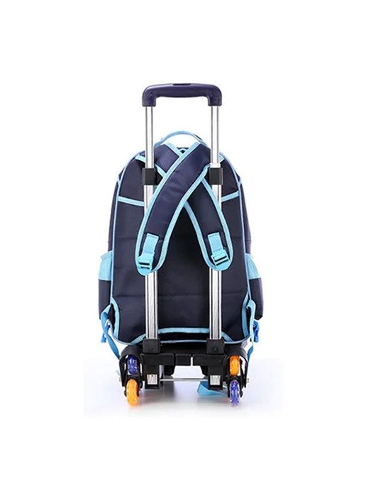 Рюкзак-тележка складная 6 колес для шко 6 wheel three color, синий, фото 7