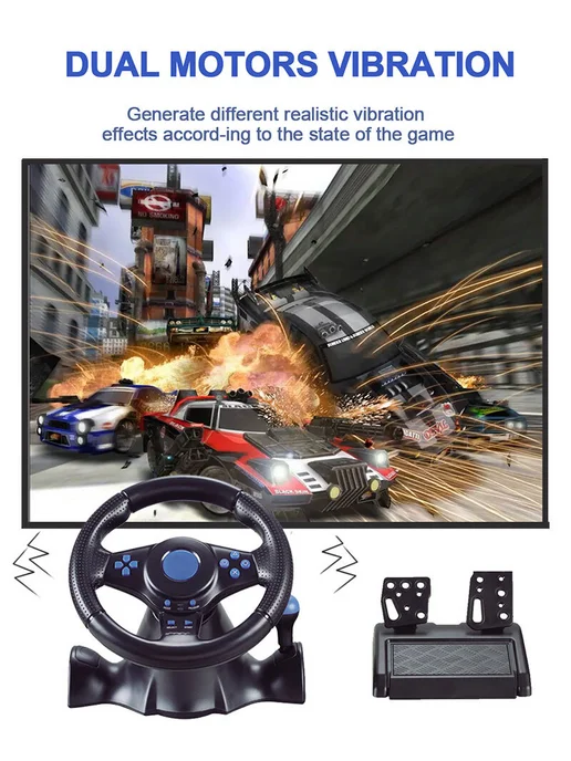 Игровой руль для ПК PS3 PS4 XBox Switch Android серый, синий, фото 3