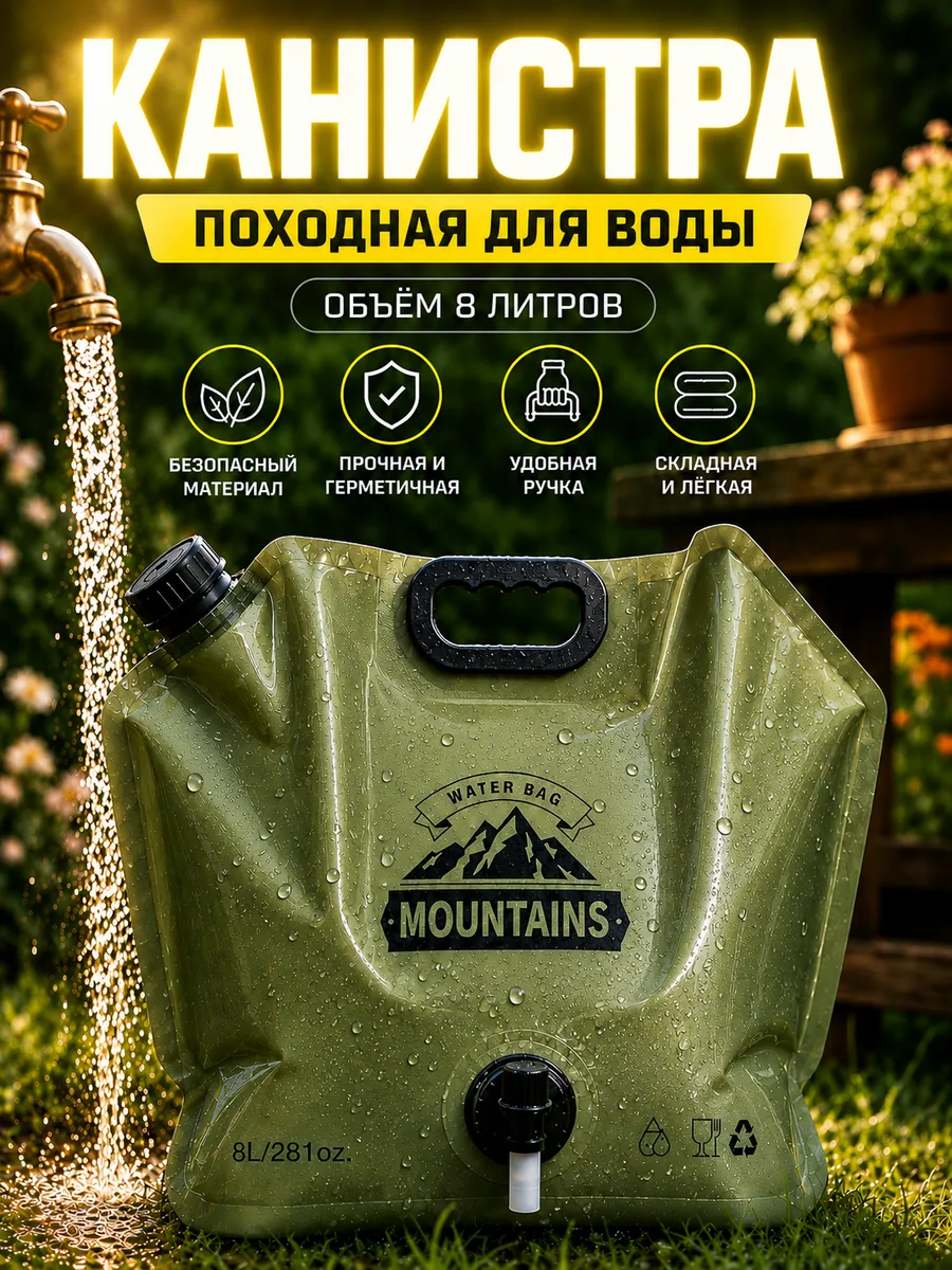 Канистра для воды туристическая складная