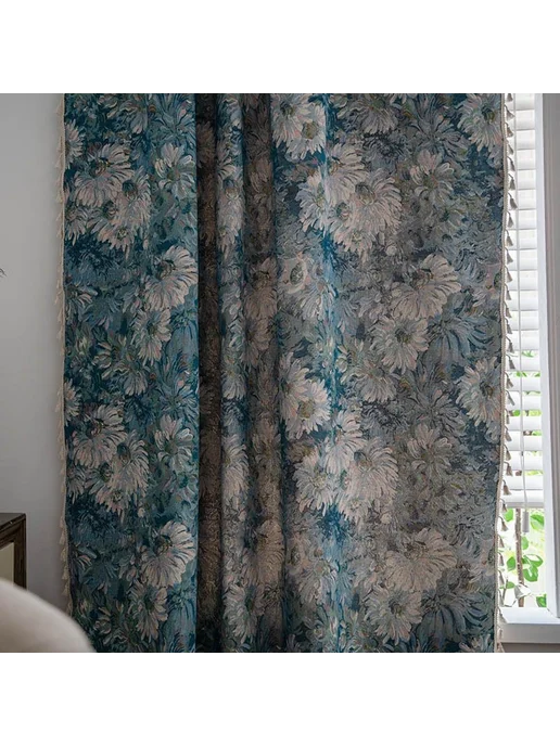 Штора 220 см х 150 см Голубая картина маслом 220x150, 220x150, фото 5