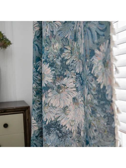 Штора 220 см х 150 см Голубая картина маслом 220x150, 220x150, фото 7