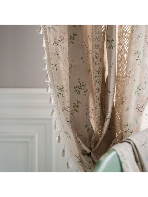 Штора 220 см х 150 см Голубая картина маслом 220x150, 100x150, фото 2