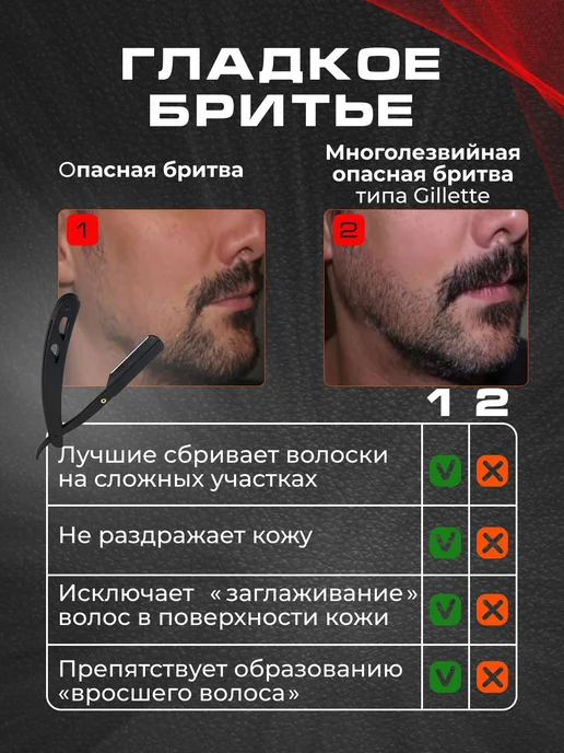 Опасная бритва Шаветка для бритья и бороды серый, черный, фото 5