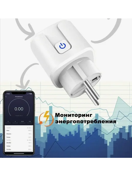 Умная розетка IMPITER Wi-Fi 16А с таймером Алиса Белый, белый, фото 4